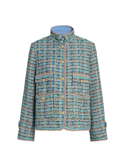 Multicolor Tweed Hand-Sewn Braid Trim Jacket