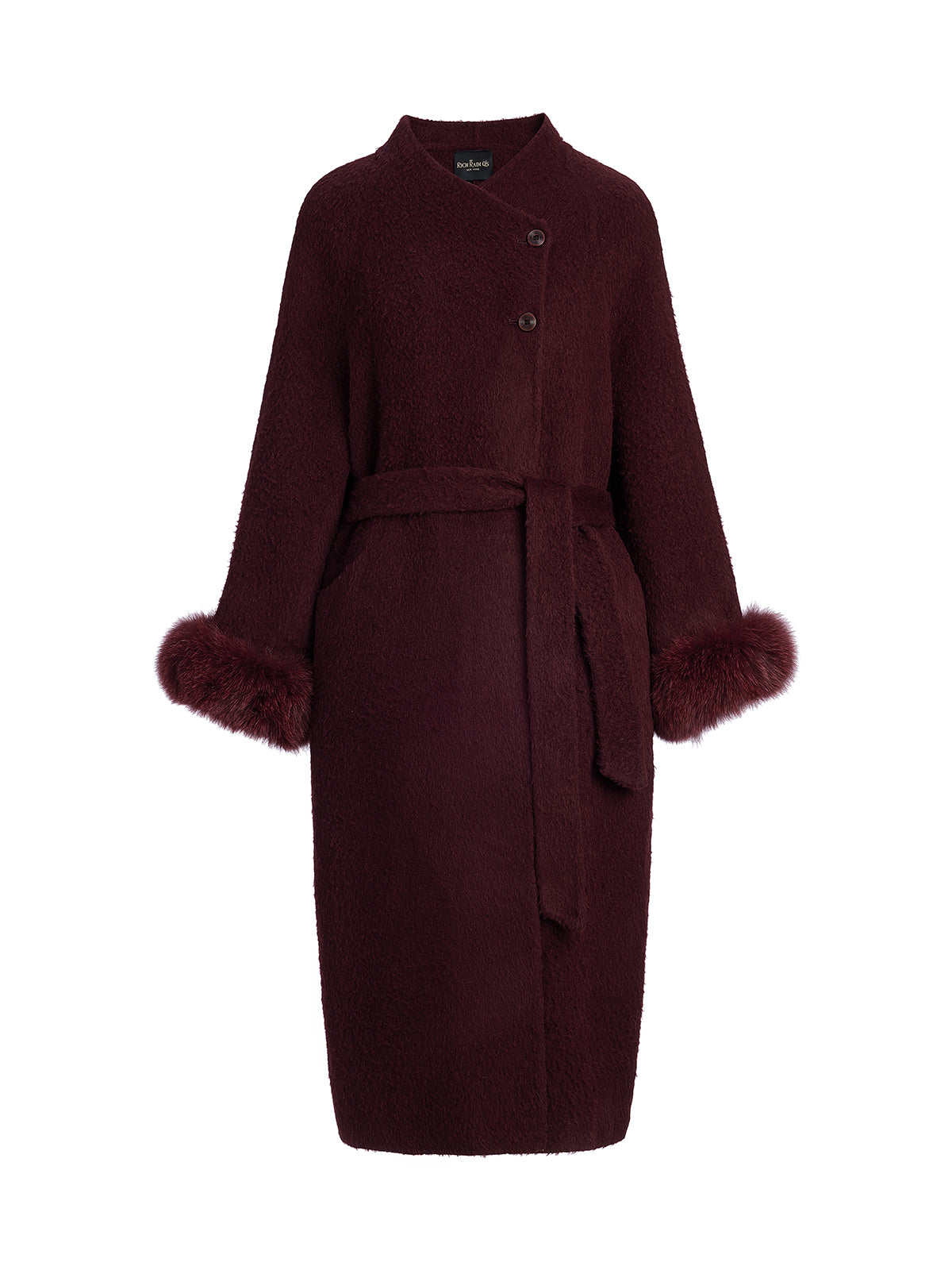 Single-Breasted Reversible Wool Coat (Detachable Cuffs Included)
