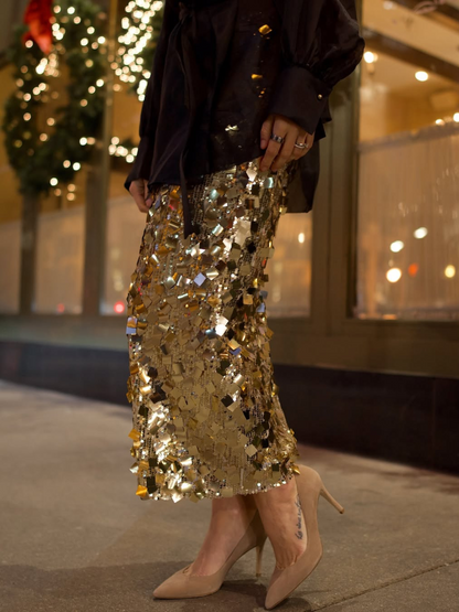 Gold Sequin Rock Skirt