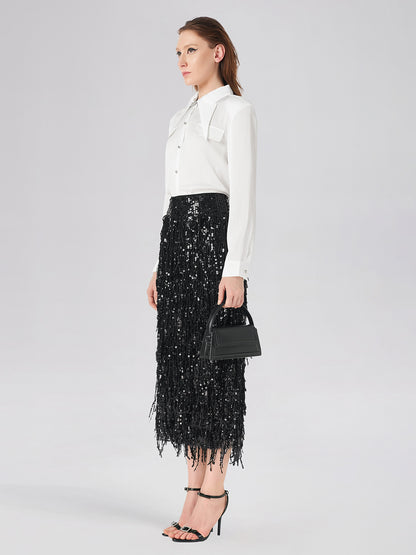 Thousand-folded Pointed Collar Shirt