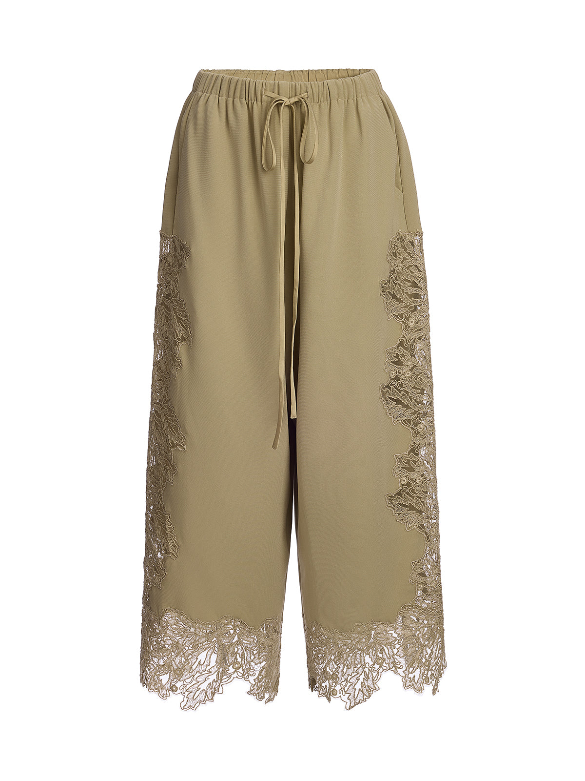 Final Sale | Elegant Lace-Trim Cropped Pants