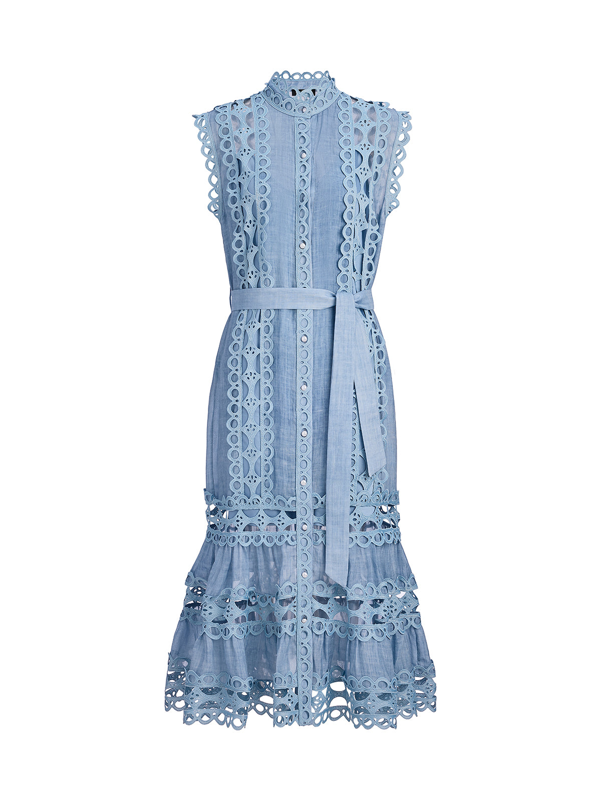 Cutout Stand Collar Sleeveless Dress