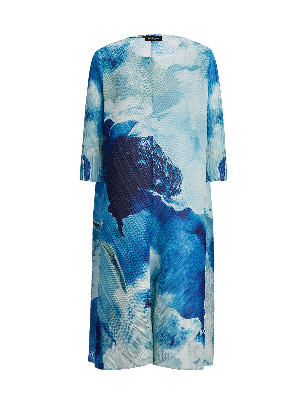 Abstract-Print Pleated Midi Dress