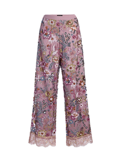 Multicolor Sequin Embroidered Trousers