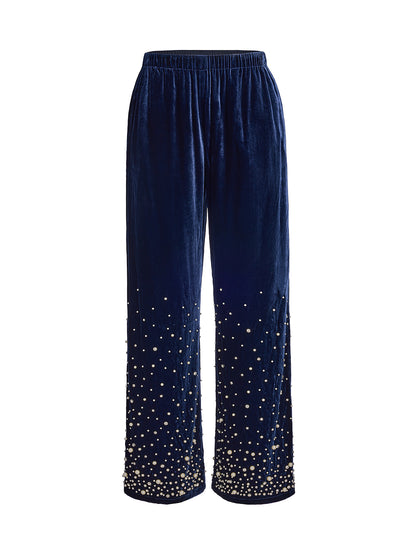 Silk Velvet Beaded Lounge Pants