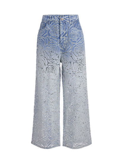 Gradient Rose Burnout Jeans