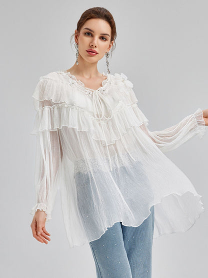 Ruffled Silk Design Top