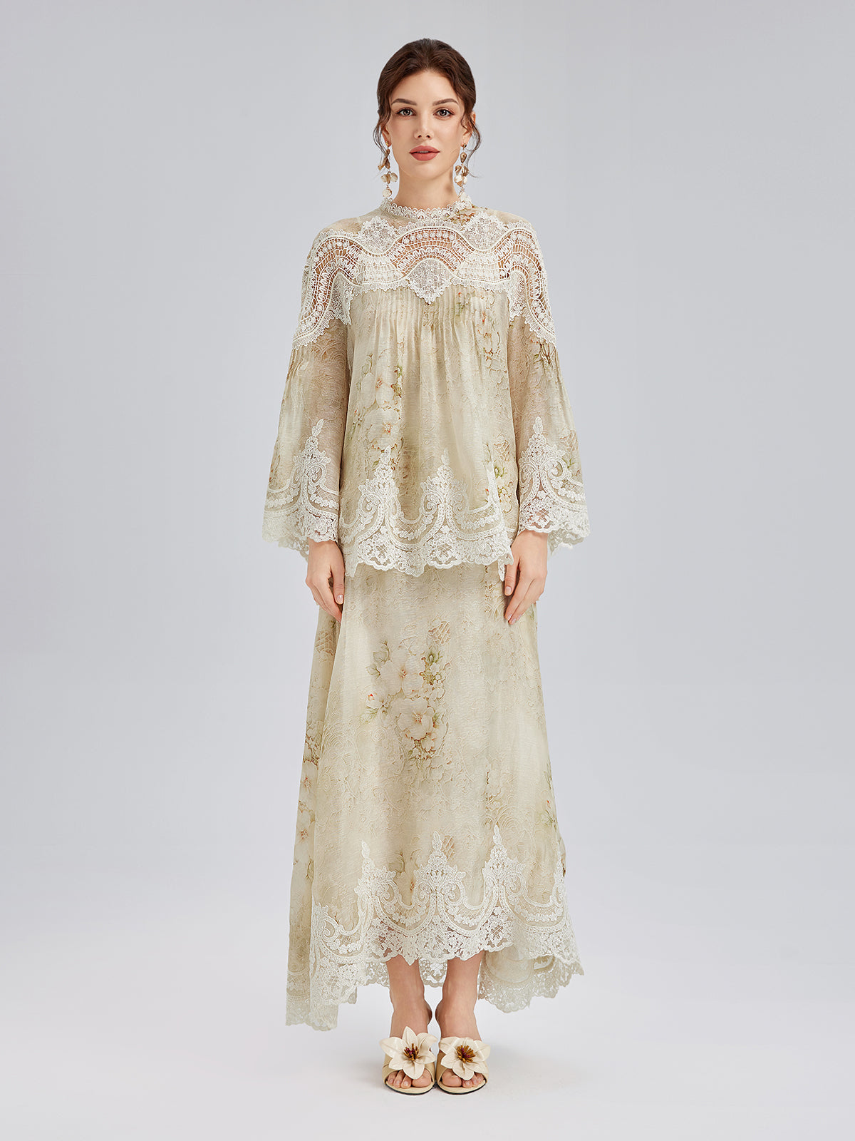 Silk-Linen Baroque Lace Blouse