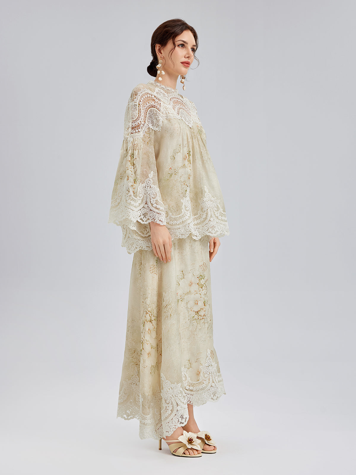 Silk-Linen Baroque Lace Blouse