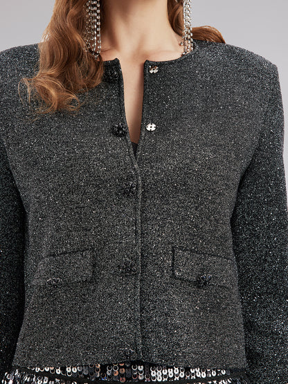Luxurious Removable Feather Wool Knit Jacket