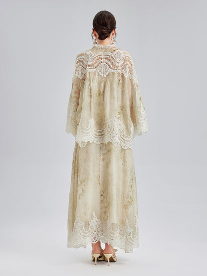 Silk-Linen Baroque Lace Blouse