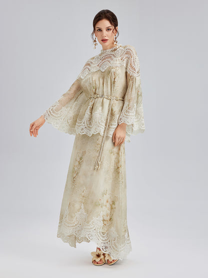 Silk-Linen Baroque Lace Blouse