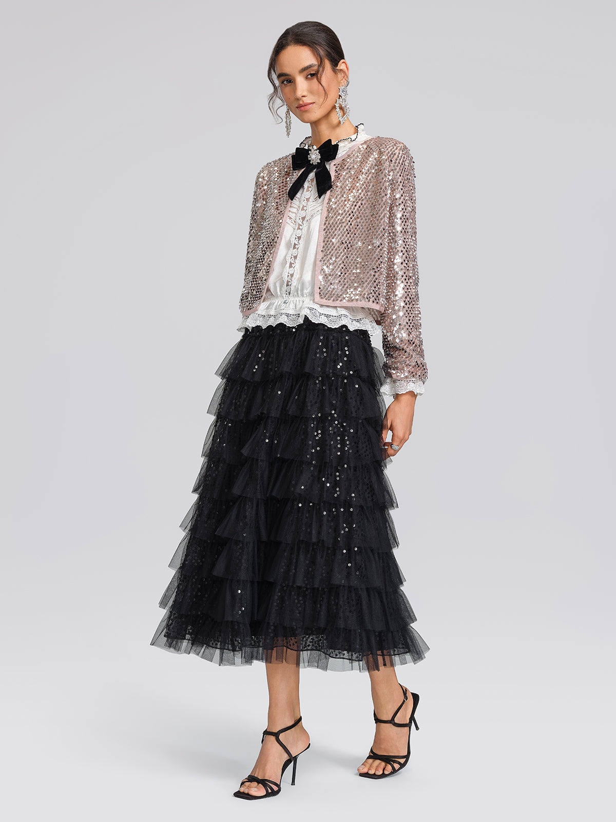 Champagne Sequin Trim Jacket