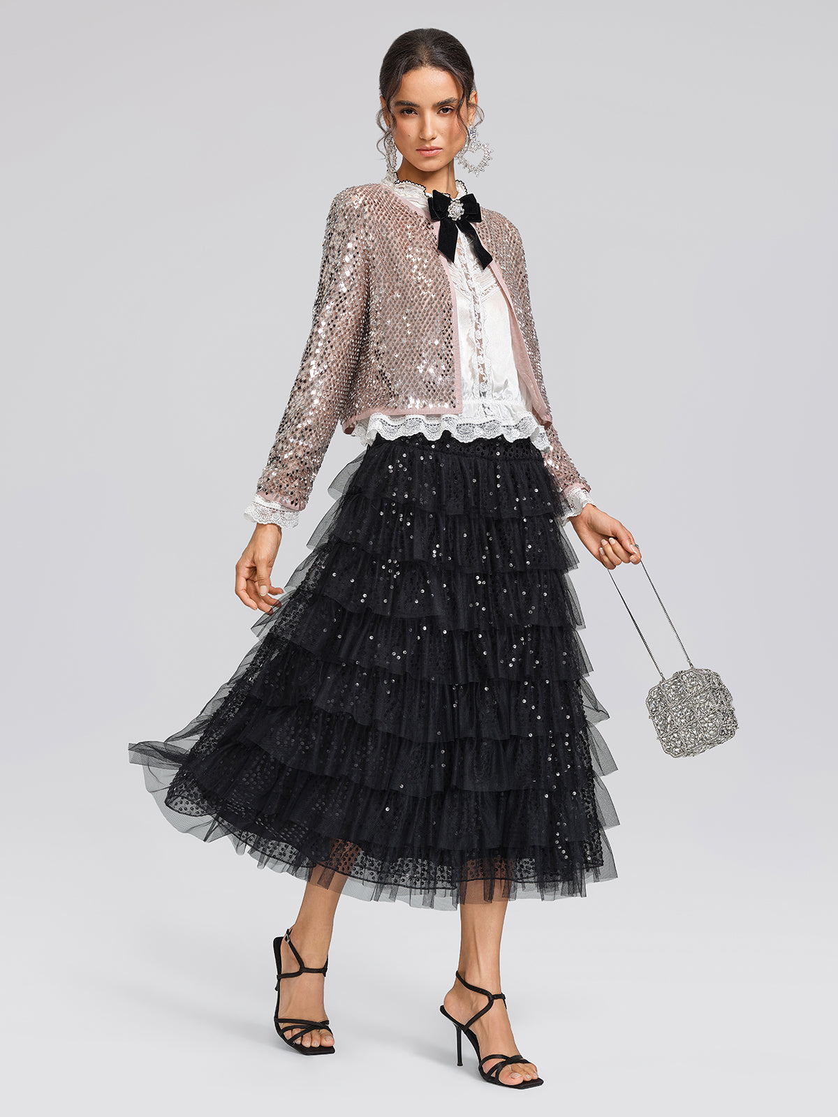 Champagne Sequin Trim Jacket