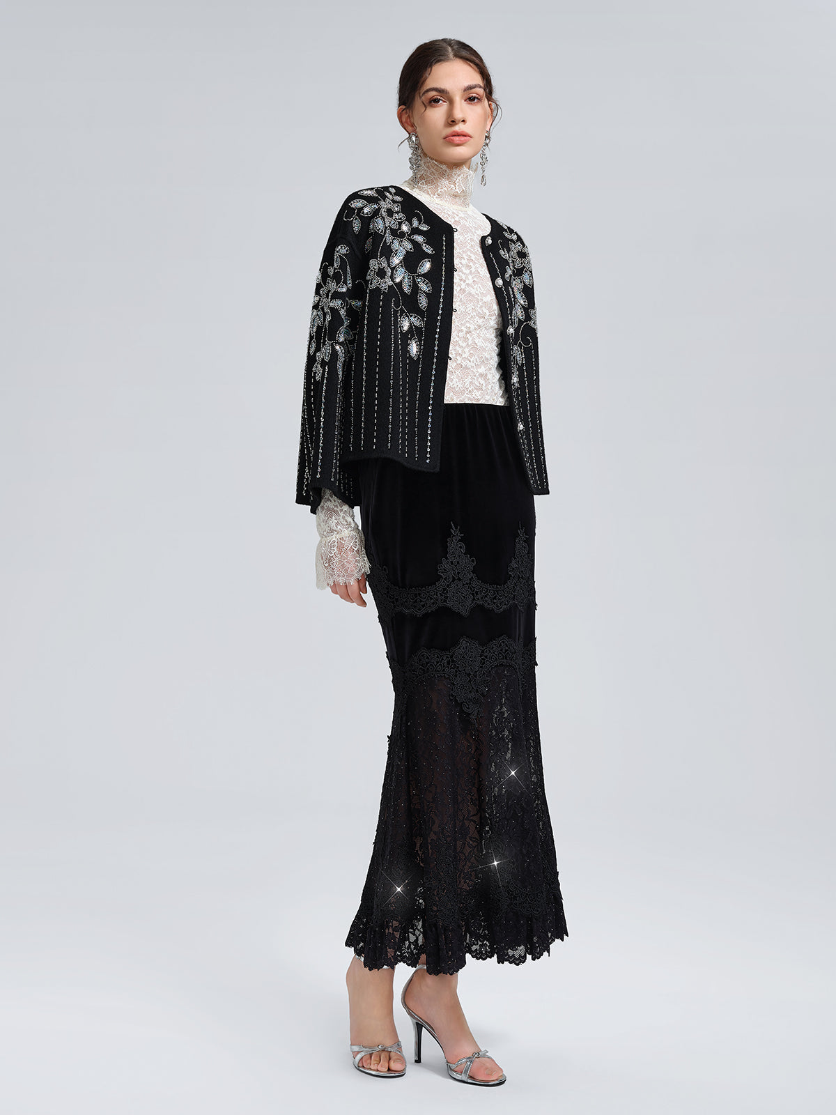 100% Wool Sequin-Embroidered Jacket