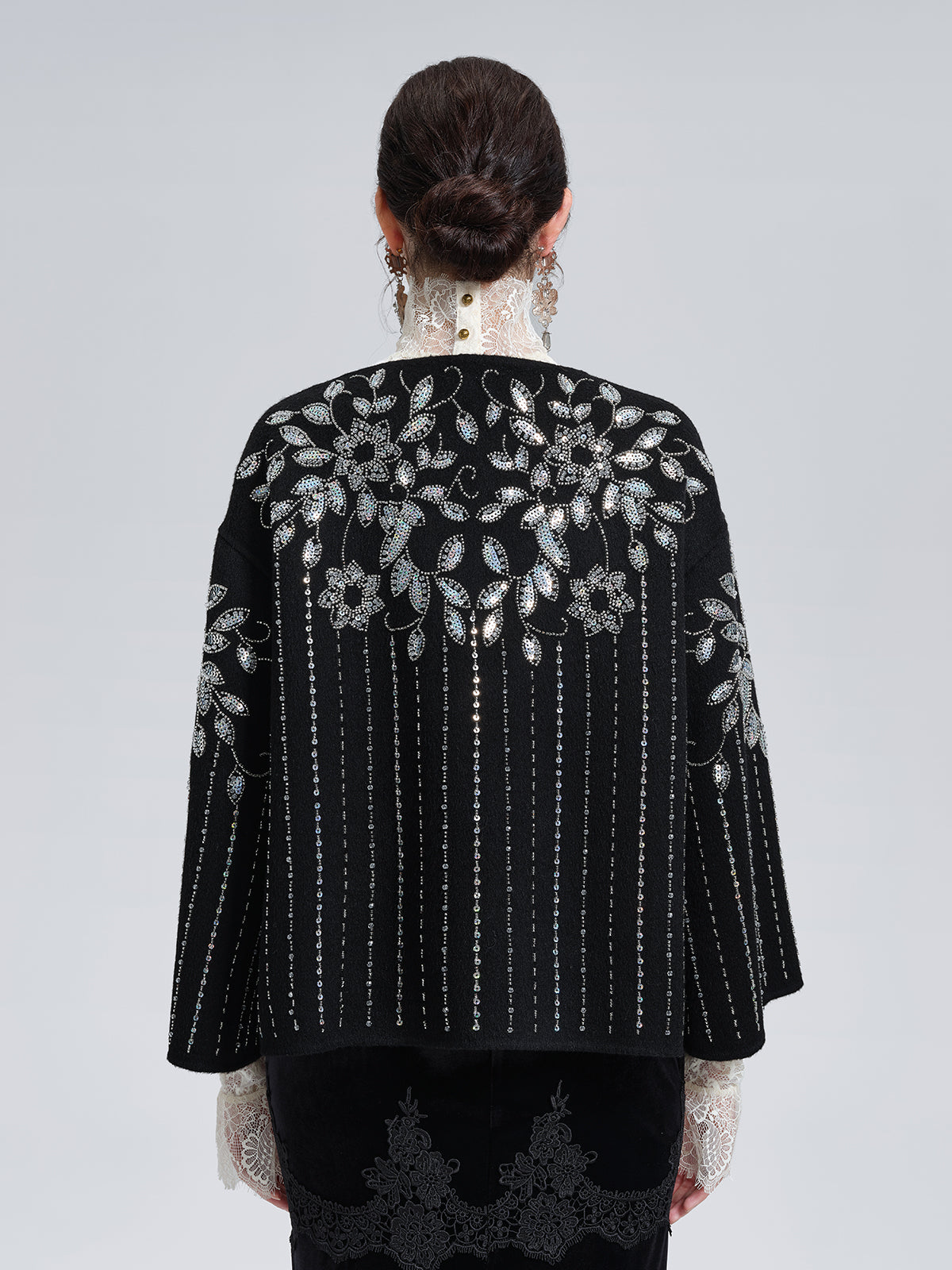 100% Wool Sequin-Embroidered Jacket