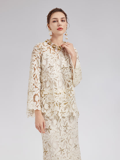 Textured Lace Beaded Top