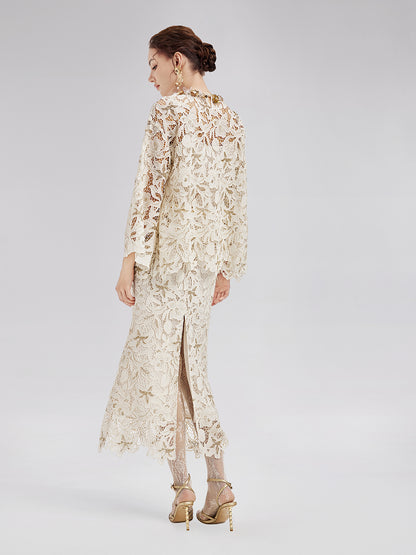 Textured Lace Beaded Top