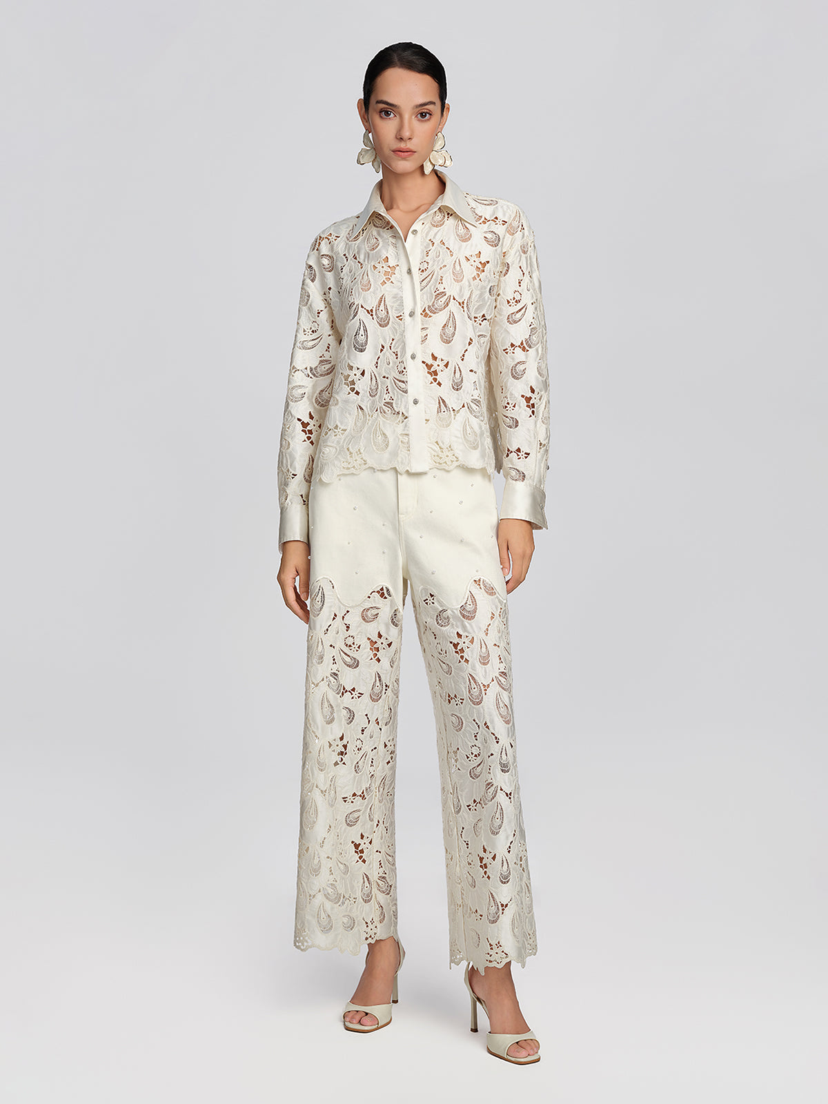 Eyelet Lace Rhinestone Shirt