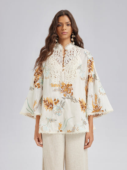 Artistic Floral Embroidered Lace Top