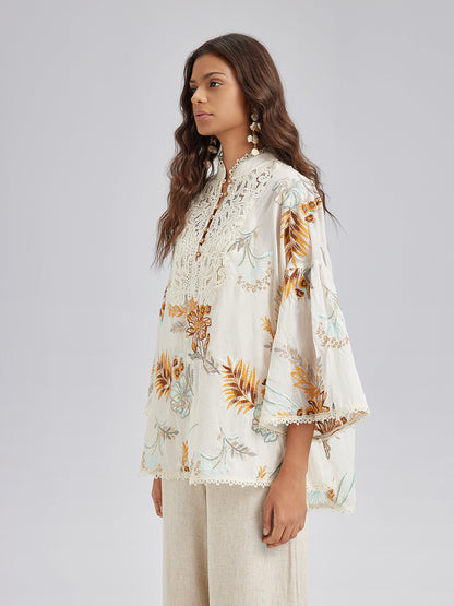 Artistic Floral Embroidered Lace Top