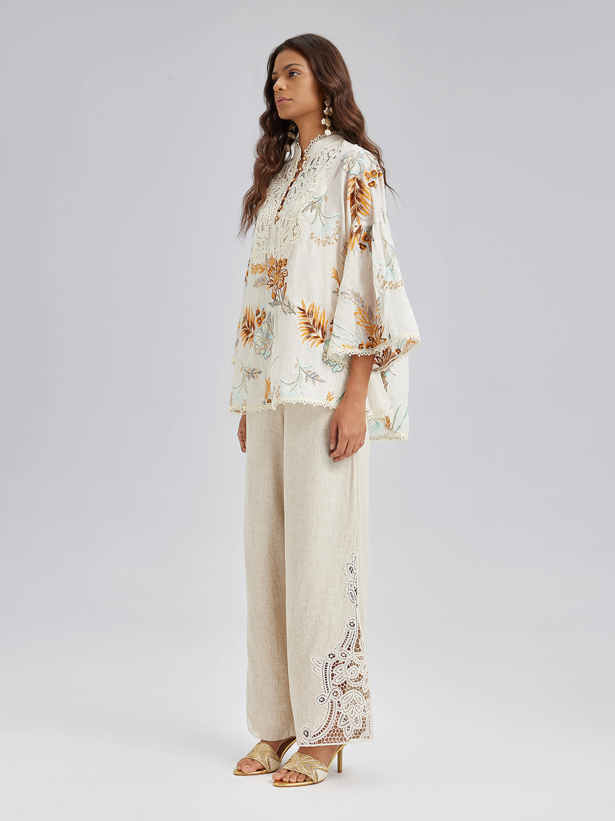 Artistic Floral Embroidered Lace Top