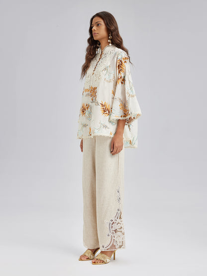 Artistic Floral Embroidered Lace Top