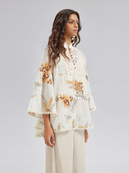 Artistic Floral Embroidered Lace Top