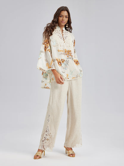Artistic Floral Embroidered Lace Top