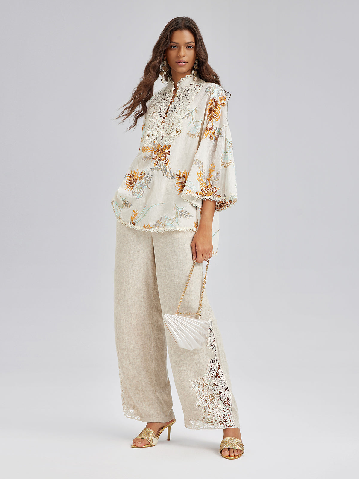 Artistic Floral Embroidered Lace Top