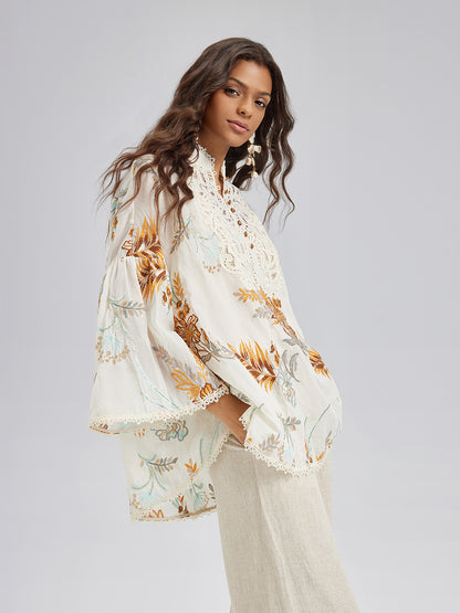 Artistic Floral Embroidered Lace Top