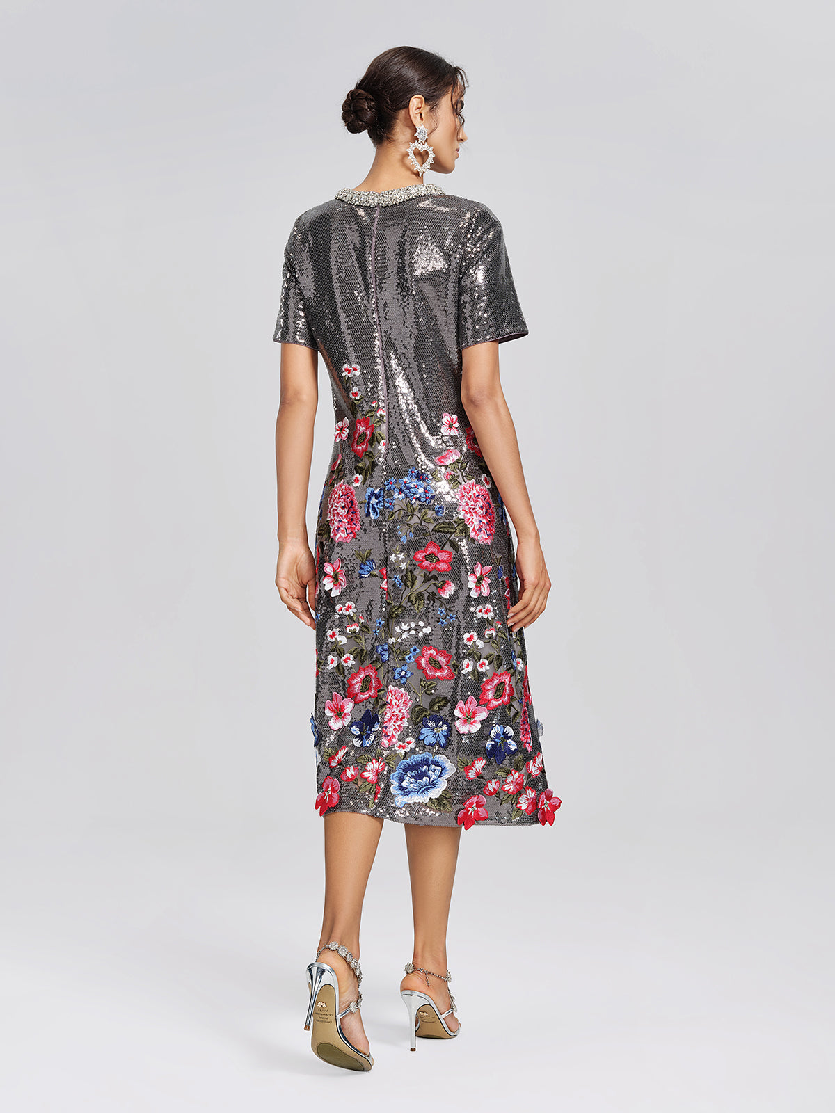 Sequin 3D Floral Embroidered Dress