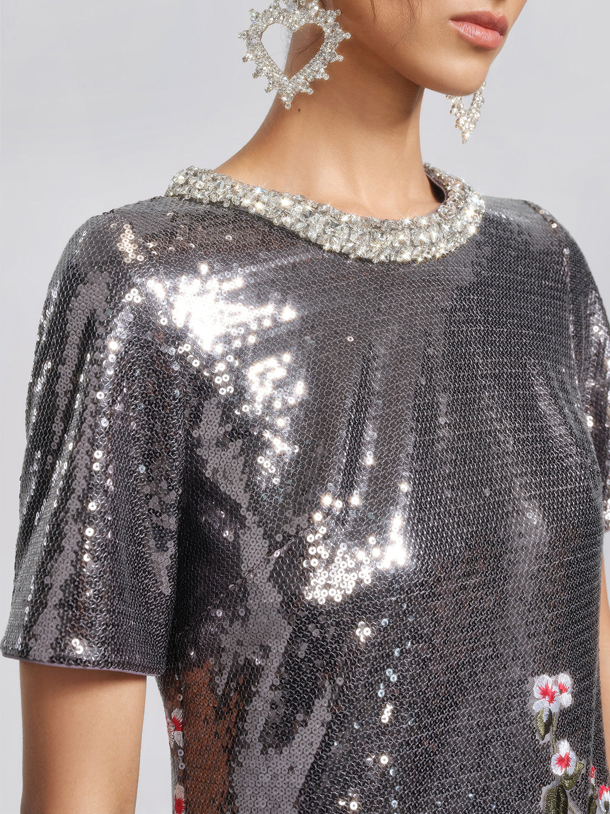 Sequin 3D Floral Embroidered Dress