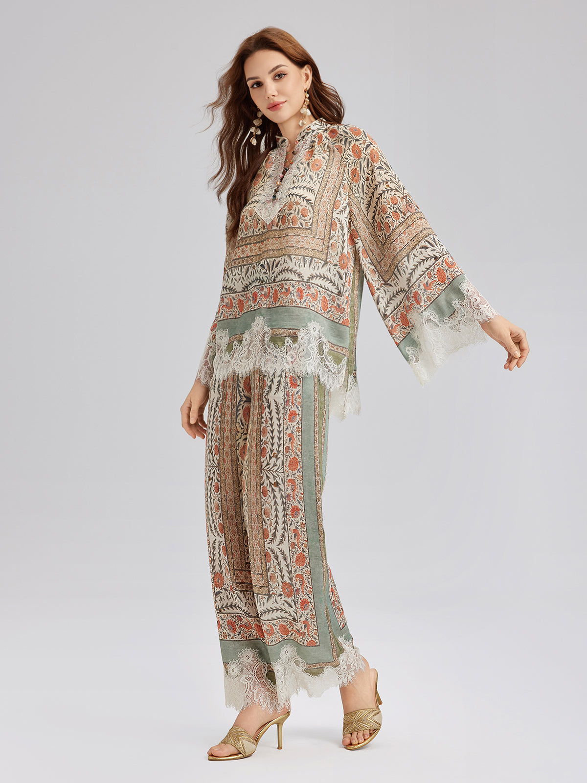 Botanical Lace Panel Resort Top