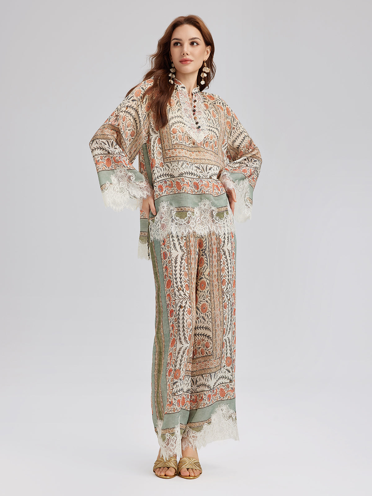 Botanical Lace Panel Resort Top