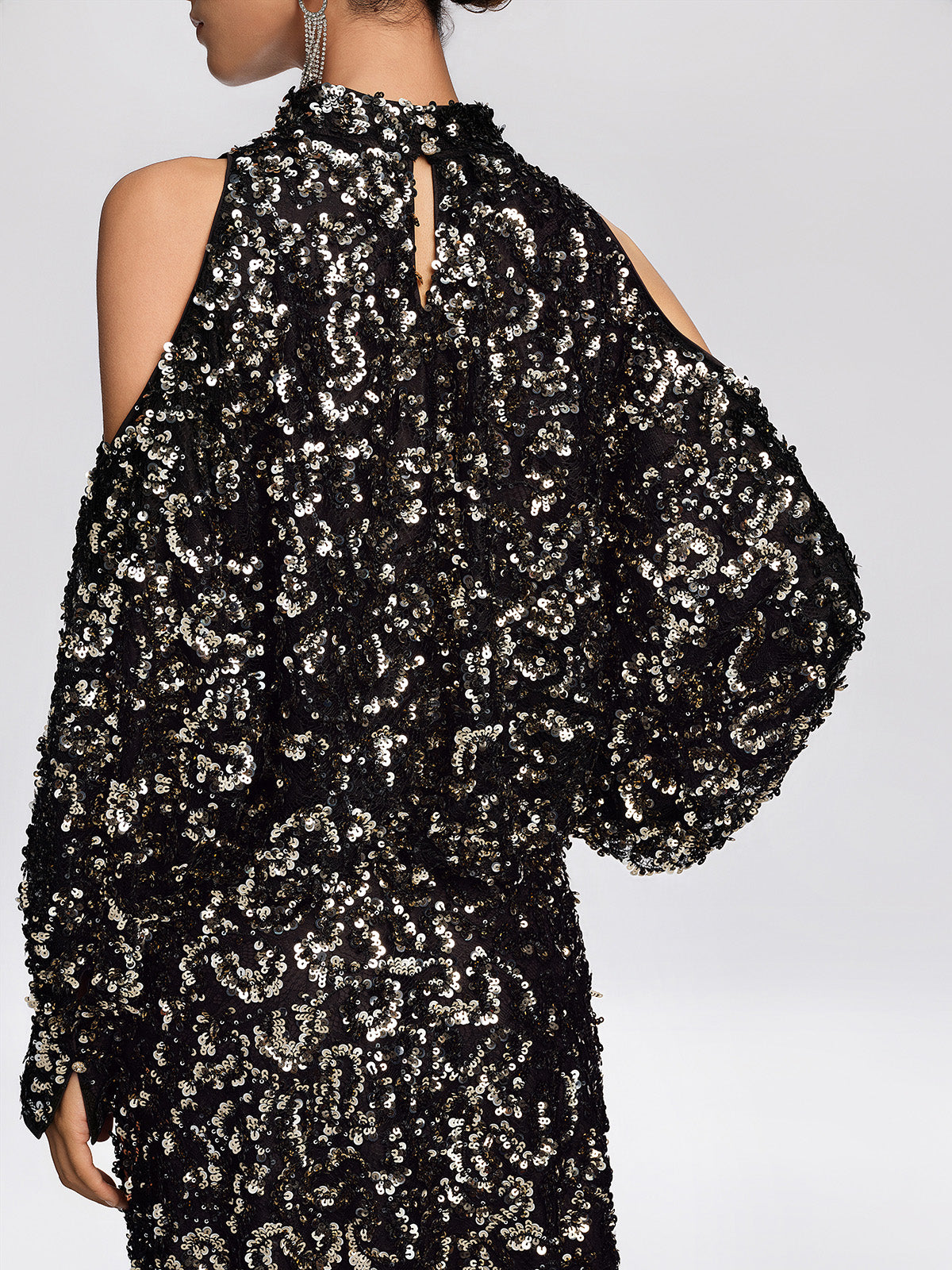 Sequin Embellished Cold-Shoulder Blouse