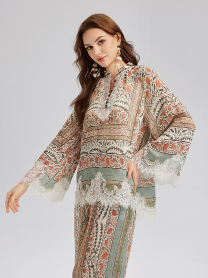 Botanical Lace Panel Resort Top