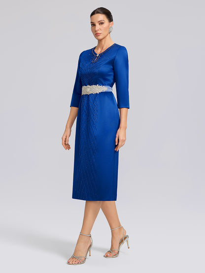 Crystal & Rhinestone Embellished Satin Dress