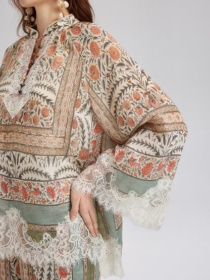Botanical Lace Panel Resort Top