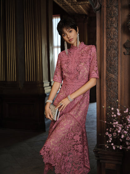 Cutout Lace Asymmetric Mermaid Dress