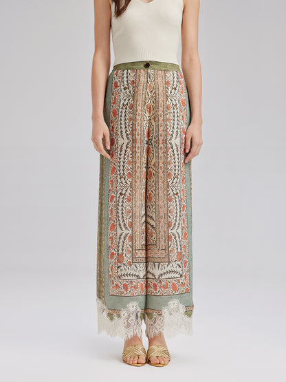 Botanical Lace Trim Resort Pants