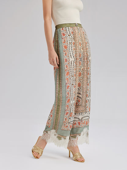 Botanical Lace Trim Resort Pants