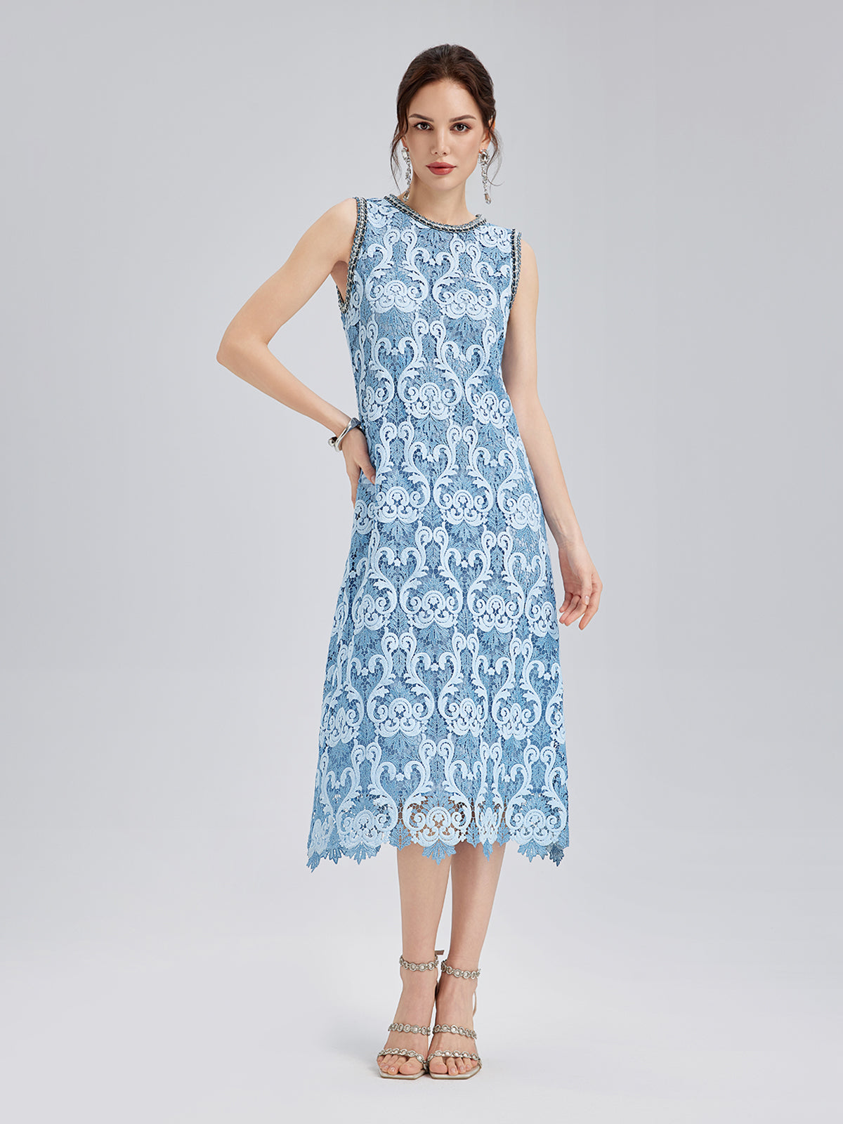 Baroque Two-Tone Lace Dress