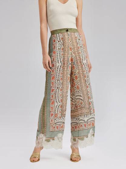 Botanical Lace Trim Resort Pants