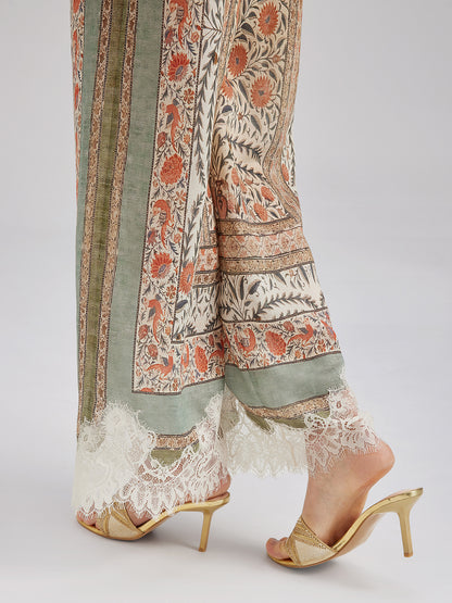Botanical Lace Trim Resort Pants