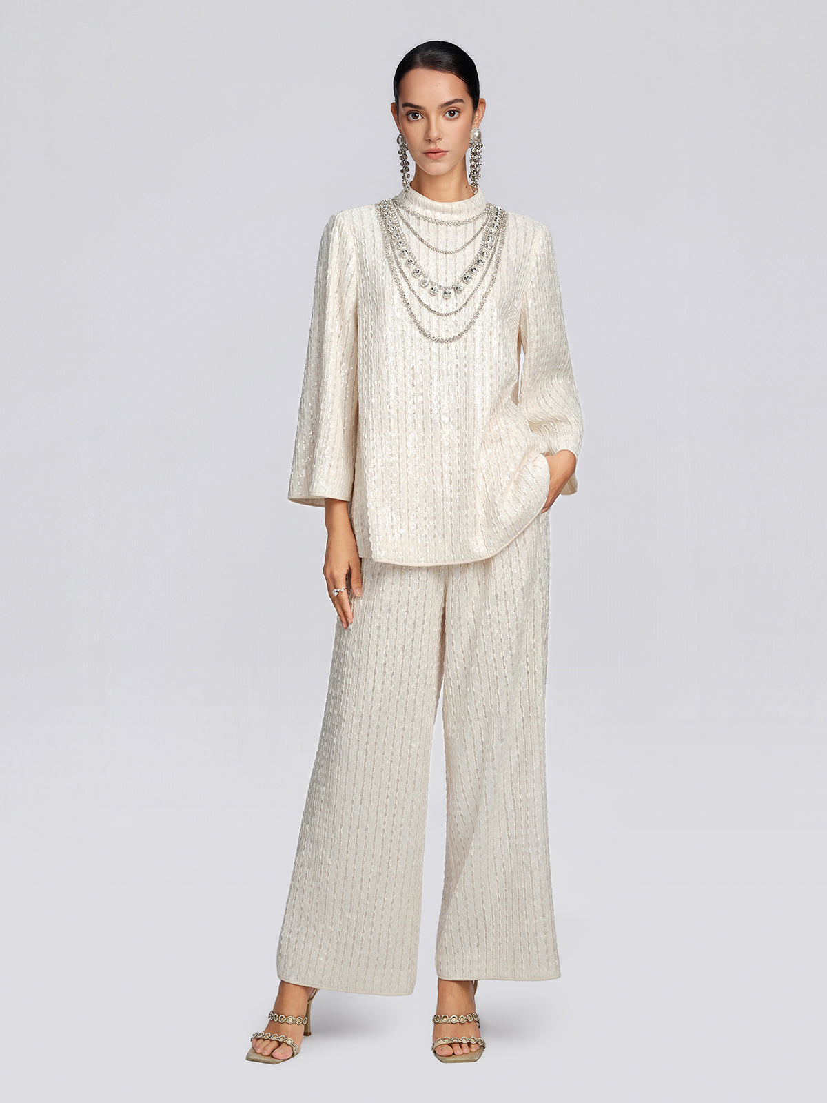Sequin High Waist Wide Leg Pants