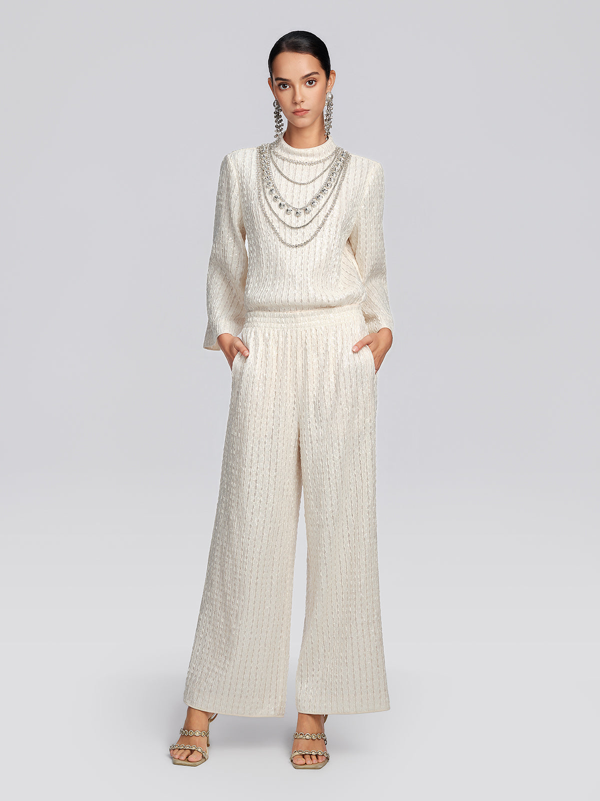 Sequin High Waist Wide Leg Pants