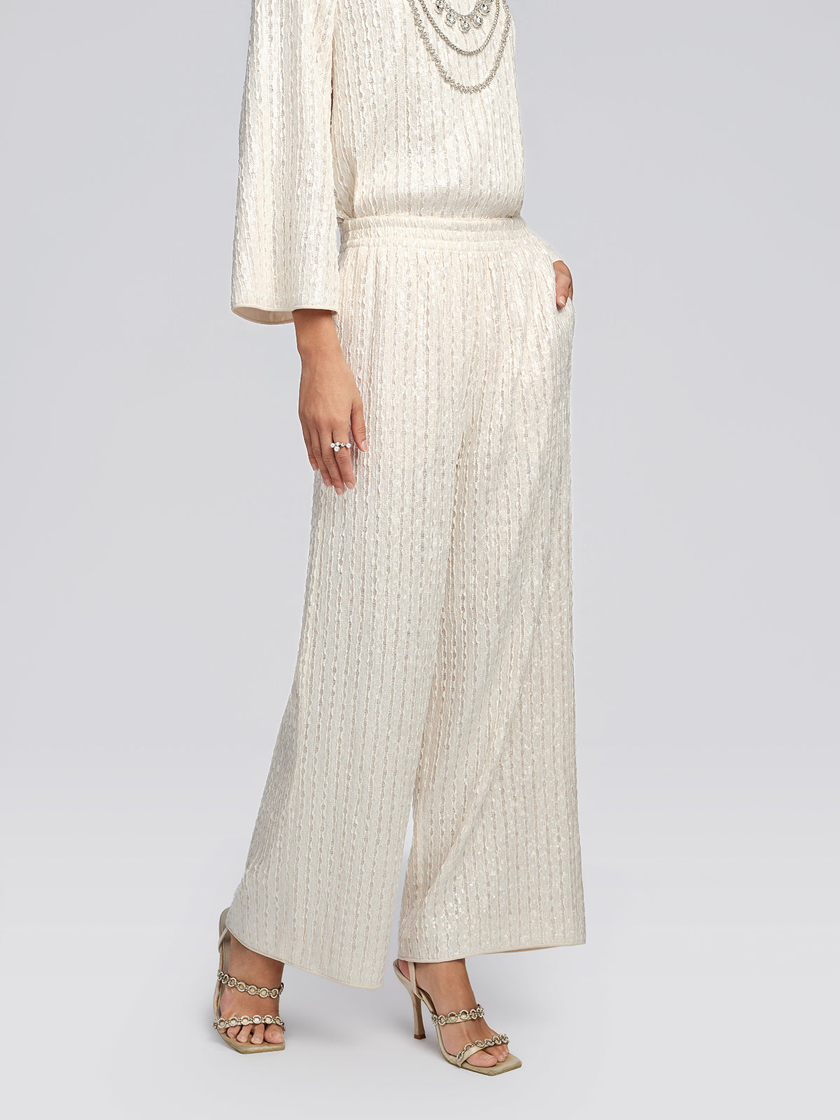 Sequin High Waist Wide Leg Pants