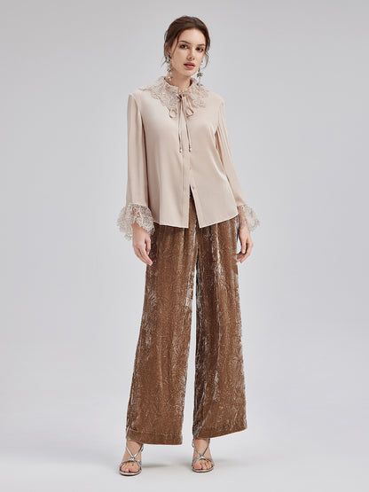 Silk Lace Collar Shirt