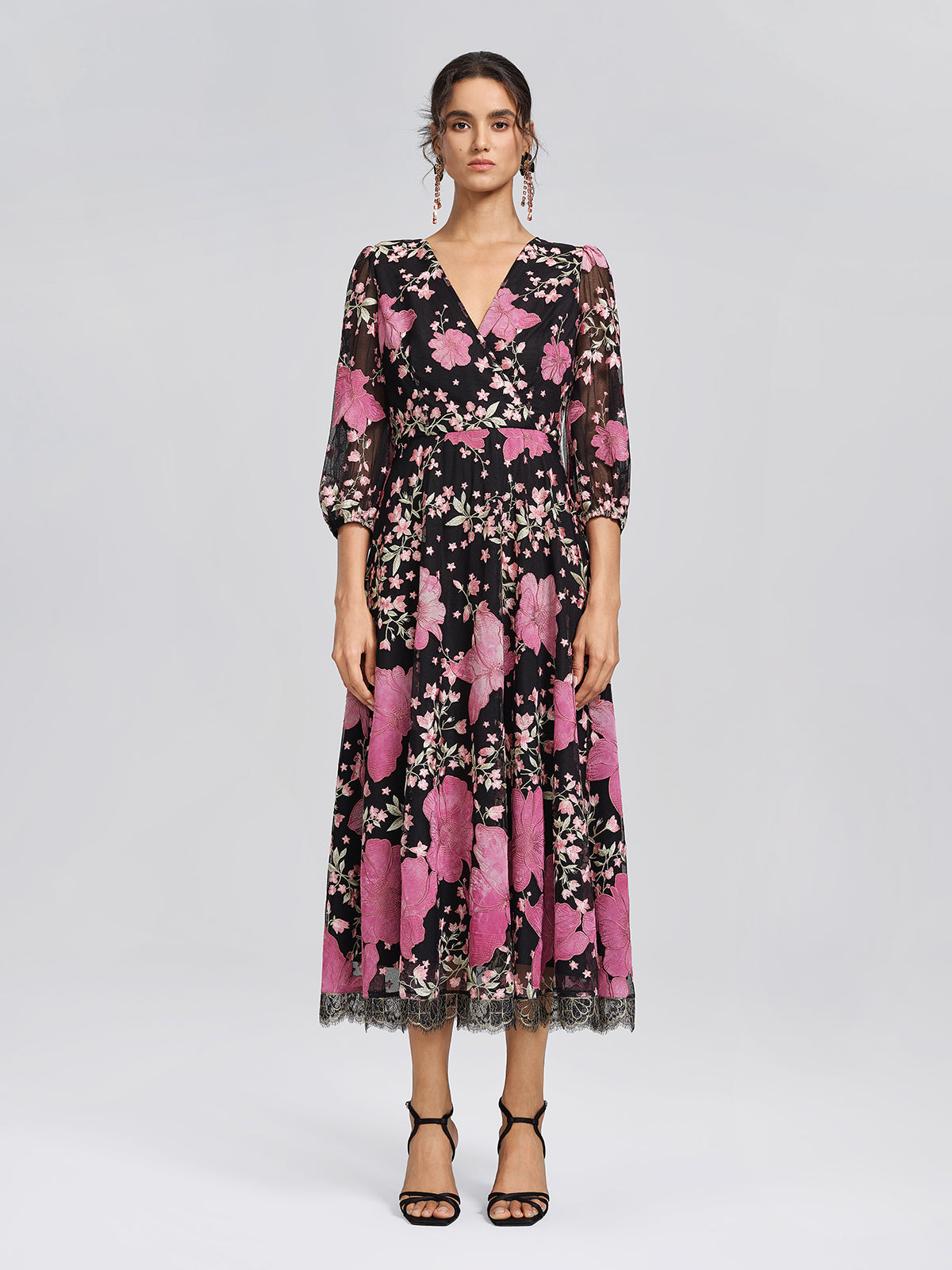 Mesh Floral Embroidery Lace Dress